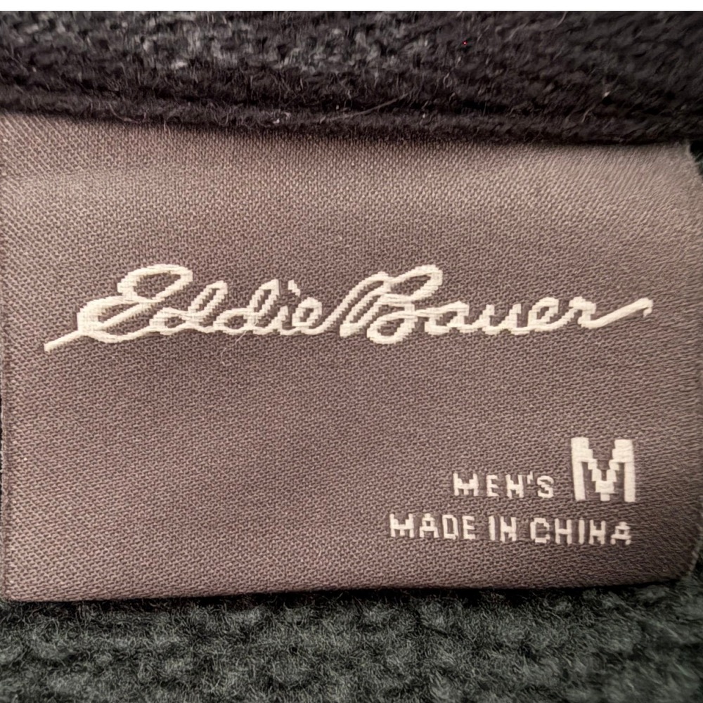 Eddie Bauer Men's M Crewneck Sweatshirt Green Sherpa Lined Fleece Pullover - Picture 3 of 4